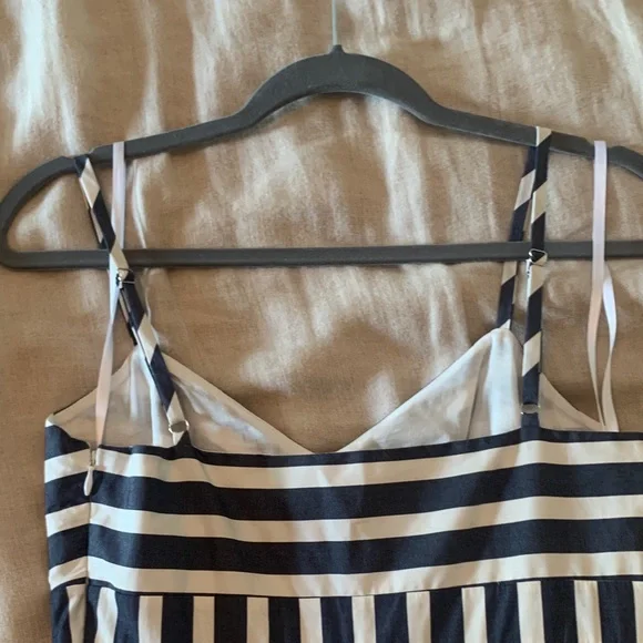 Veronica Beard Striped Navy and Cream Midi Dress - Picture 5 of 12